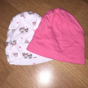 Gerber baby girl hats and two bibs